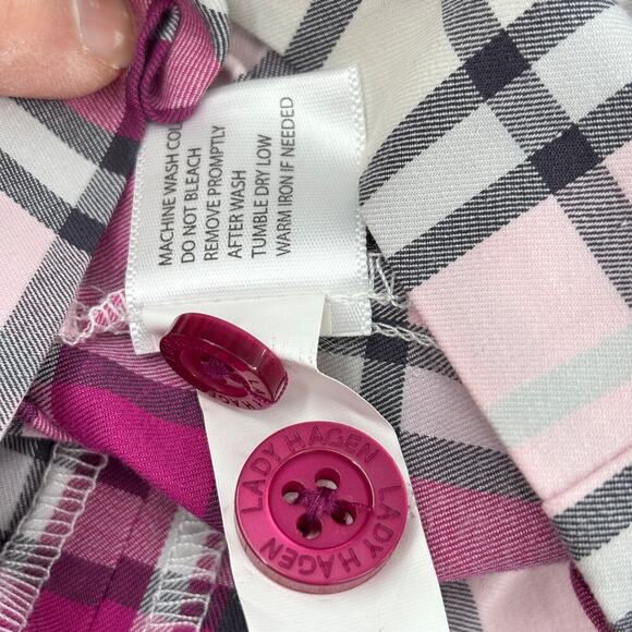 Lady Hagen Golf Skort Size 16 Pink Plaid Breast Cancer Logo Built in Shorts Zip - Picture 11 of 11